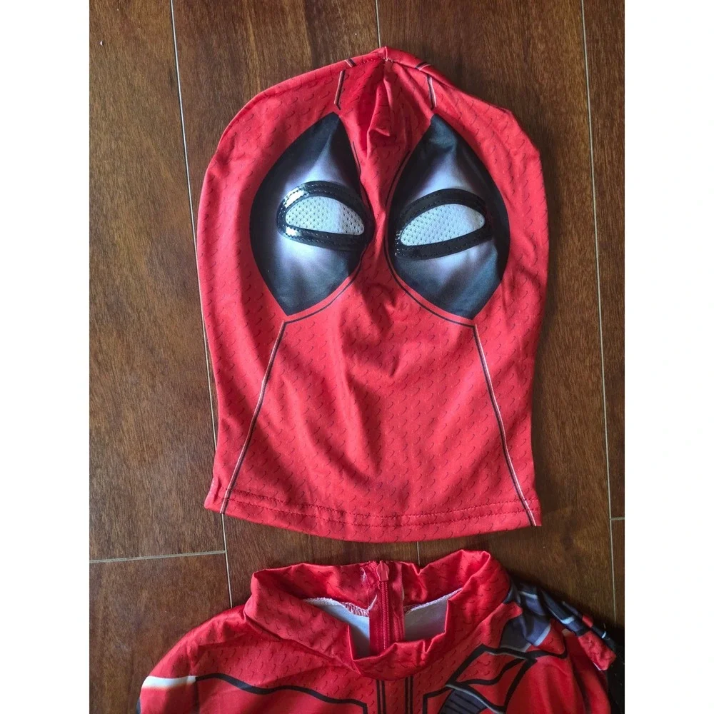 Kids Costume 3D Print Superhero Bodysuit Mask Gloves Large